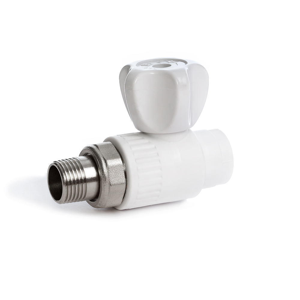 Радиаторный шаровой кран Fusitek прямой со сгоном Белый