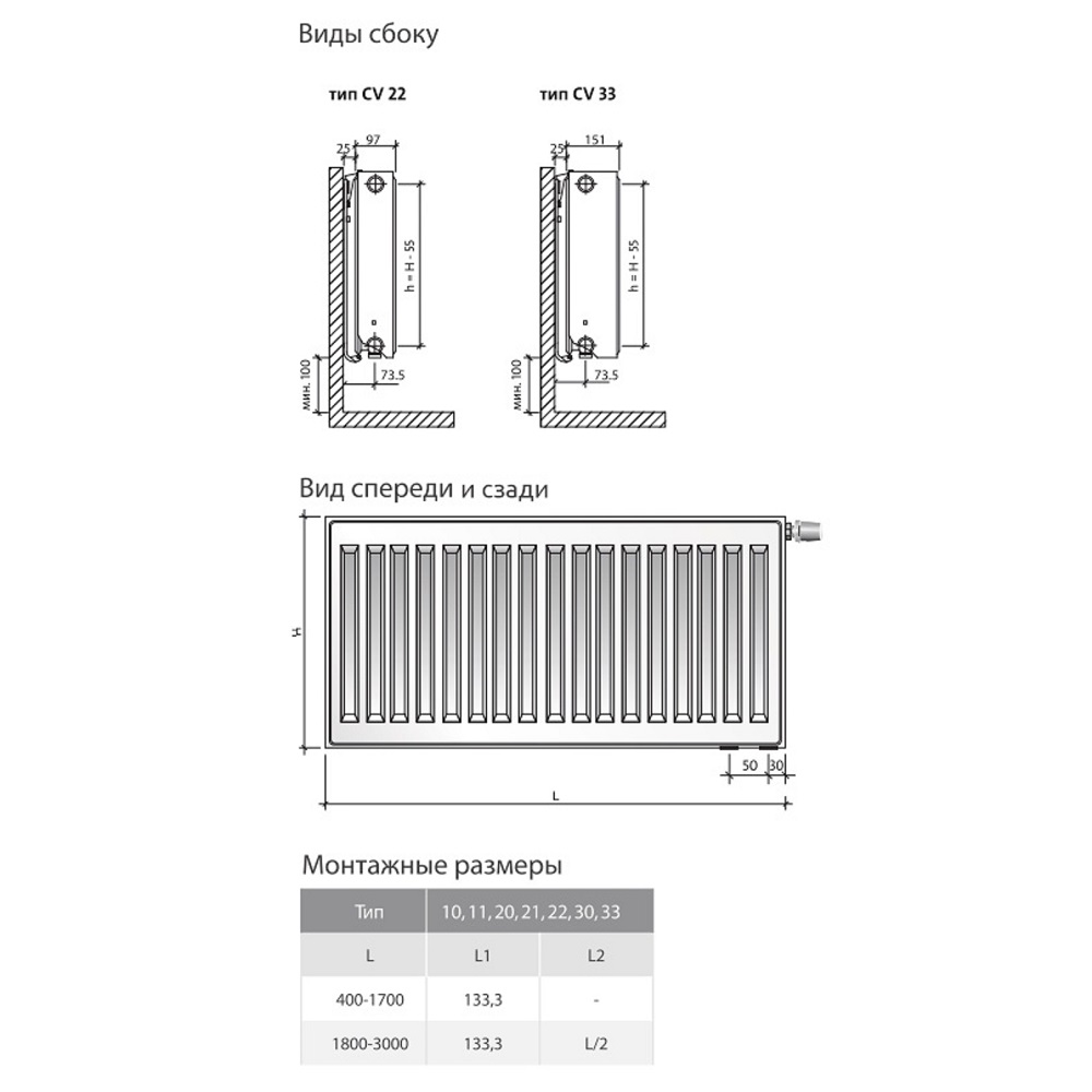 Стальной панельный радиатор STI Ventil Compact - Белый — изображение 2