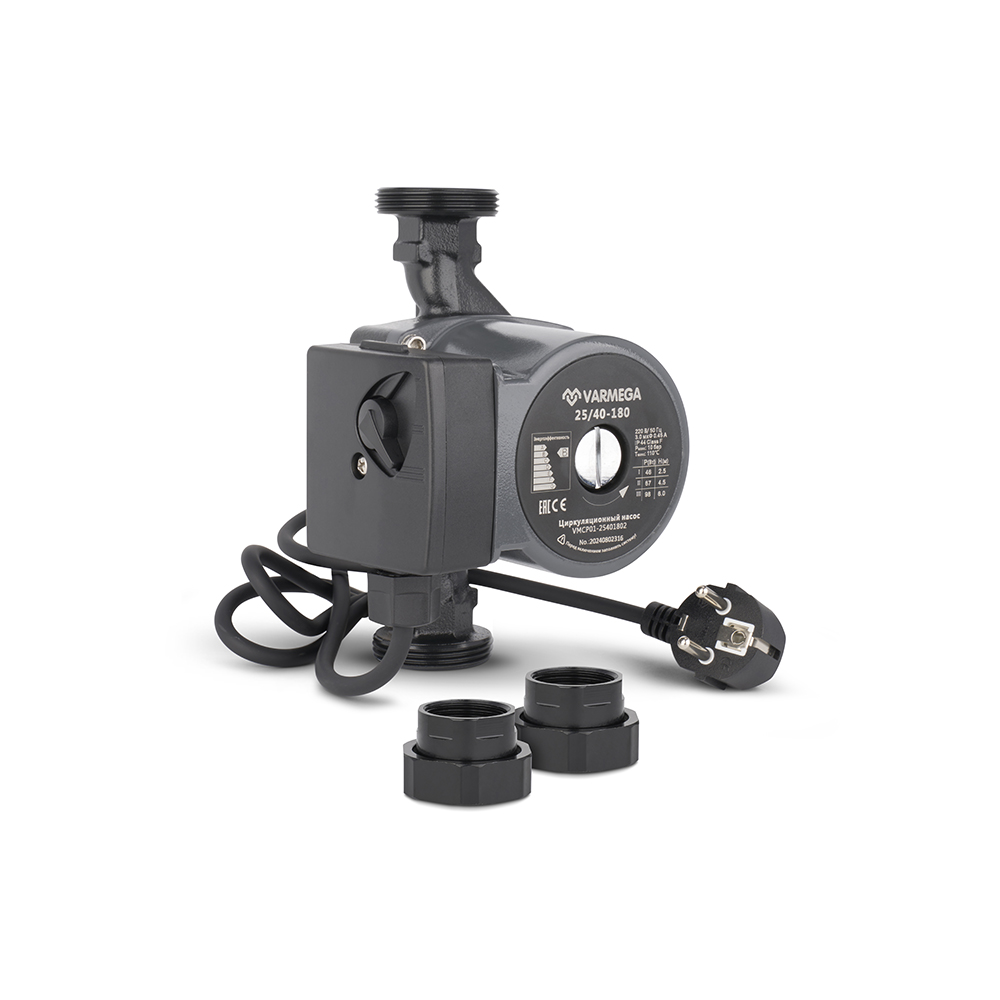 Циркуляционныи насос Varmega Basic с “мокрым” ротором, с гайками и кабелем — изображение 2