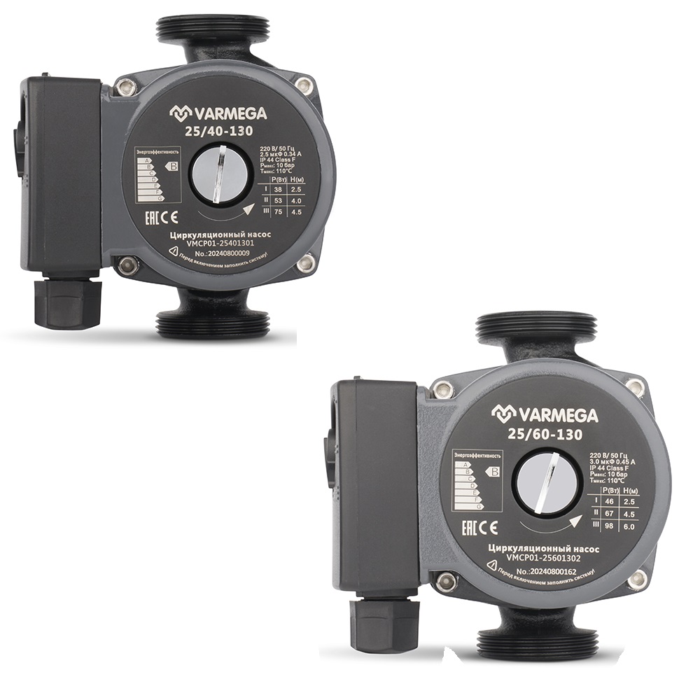 Циркуляционныи насос Varmega Basic с “мокрым” ротором, без гаек, с кабелем