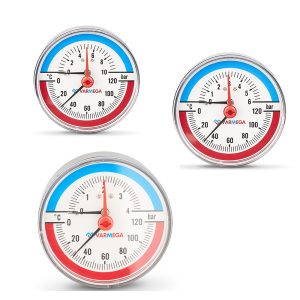 Термоманометр аксиальныи Varmega НР с отсекающим клапаном